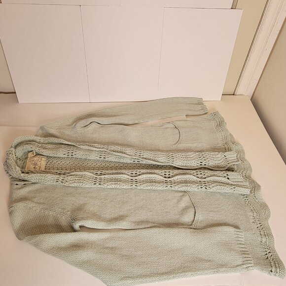 'New' Angle of the North Cotton Knit & Crochet Mint Green Cardigan Size M - Picture 6 of 10